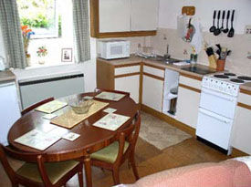 kitchen area with circular dining table